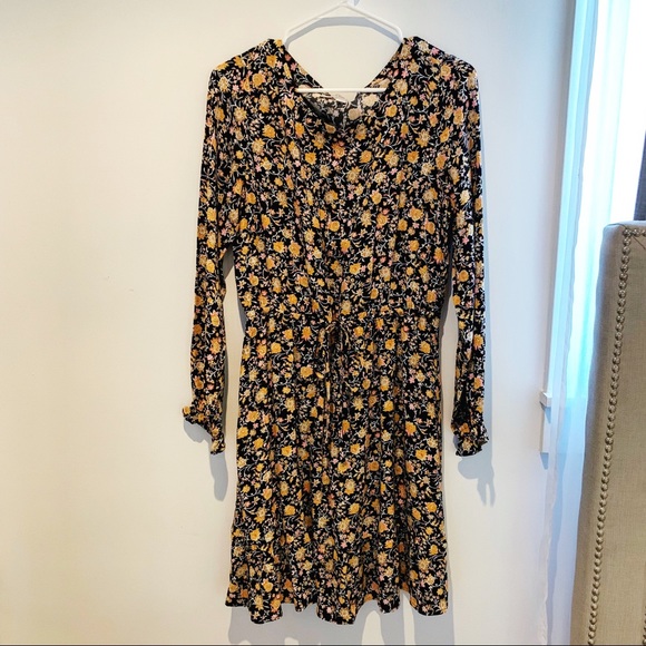 Floral Tie Waist Ruffle Flare Dress - Picture 1 of 3